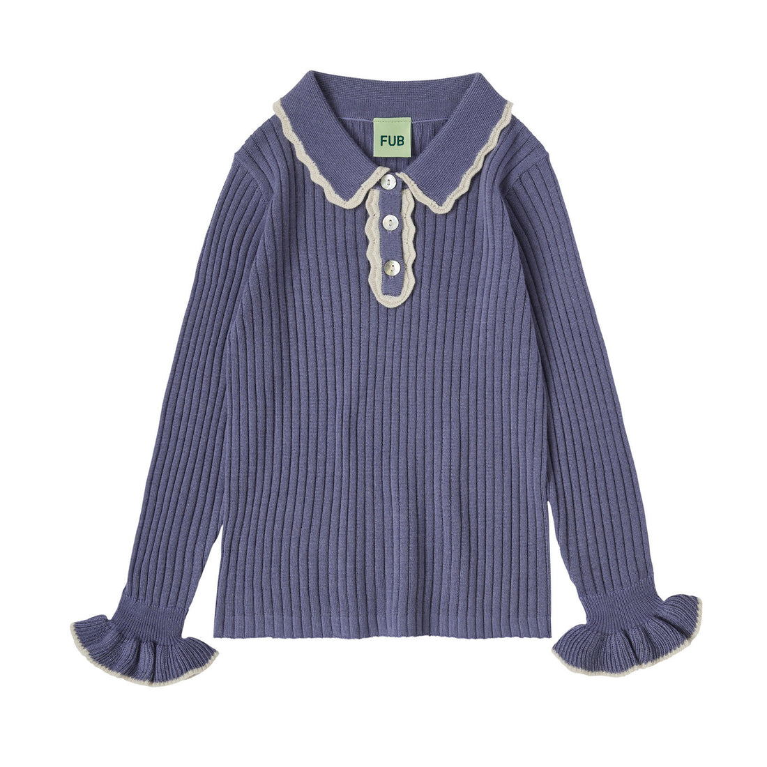 FUB Dusty Violet Rib Collar Pullover