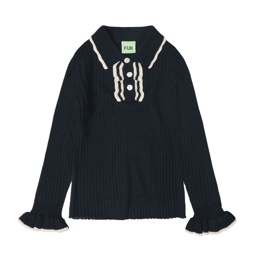 FUB Dark Navy Frill Cuff Pullover