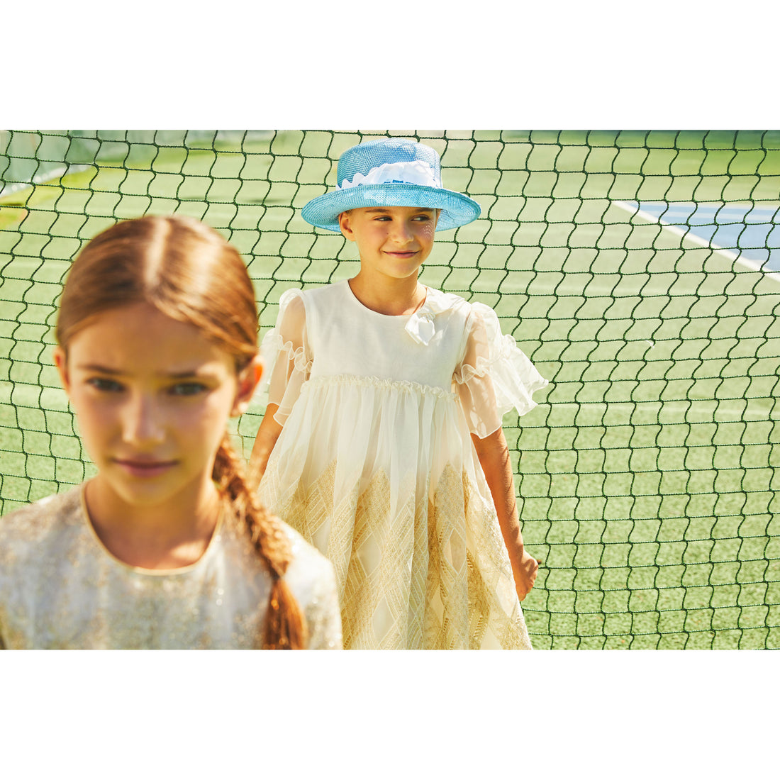 Mimisol Gold Embroidered Organza Dress