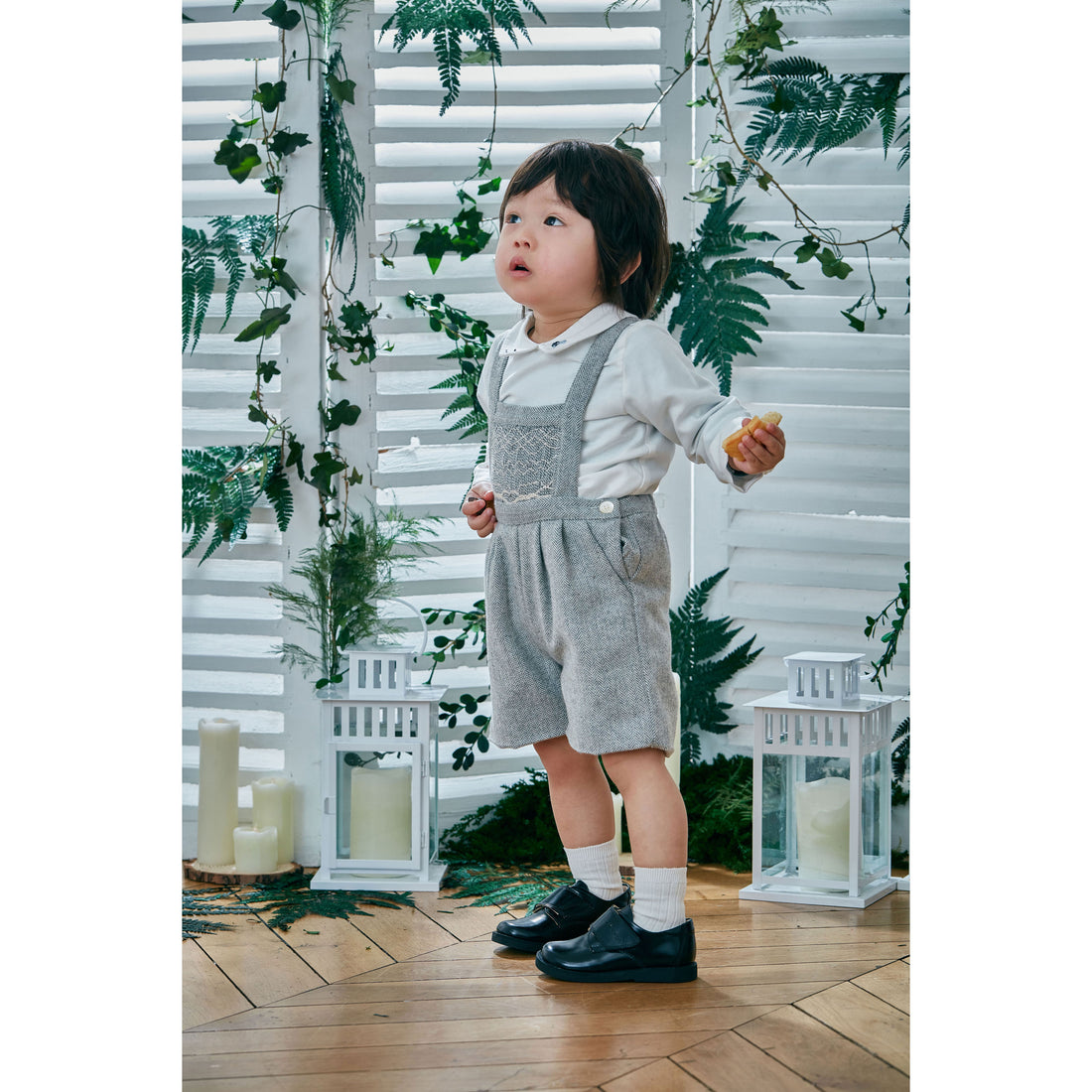 Kidiwi Grey Herringbone Aurelien Dungaree