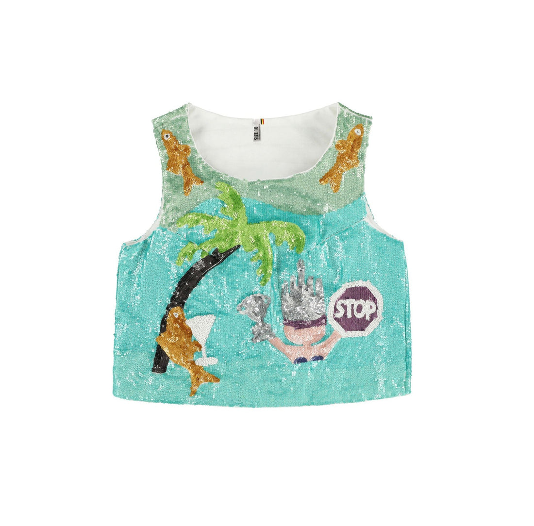 Caroline Bosmans Multi Sequin Top