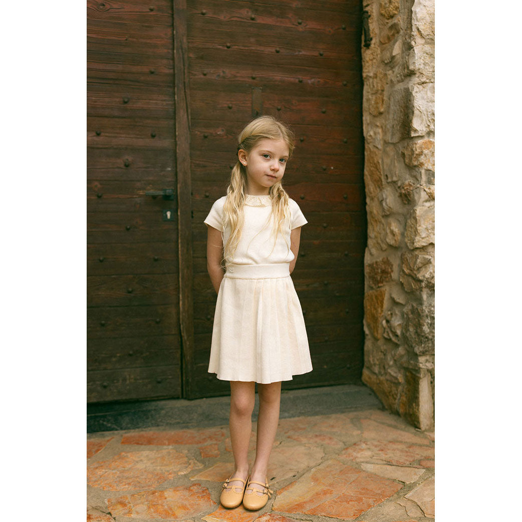 L by Ladida Cream Knit Pleated Skirt