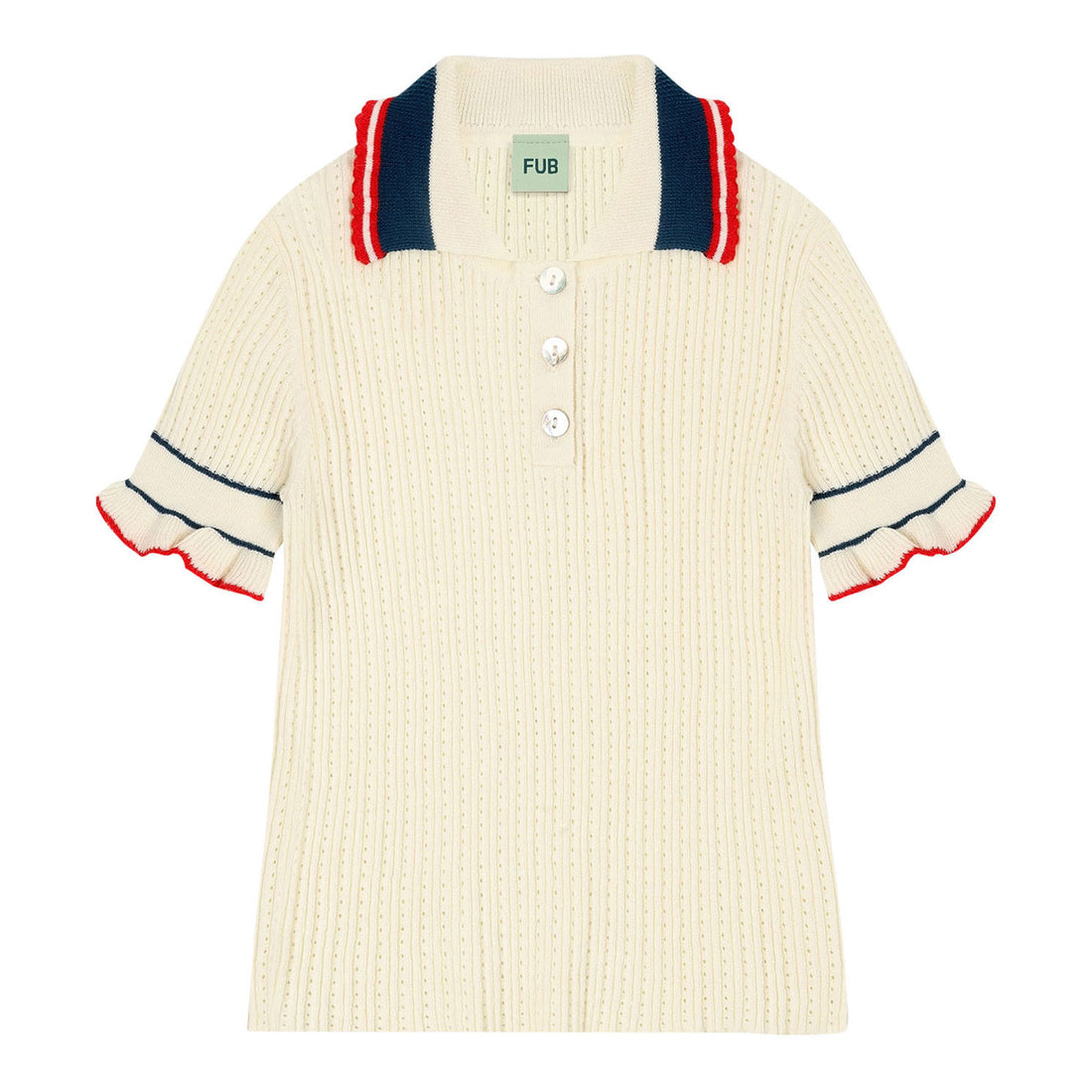 FUB Ecru Pointelle Polo