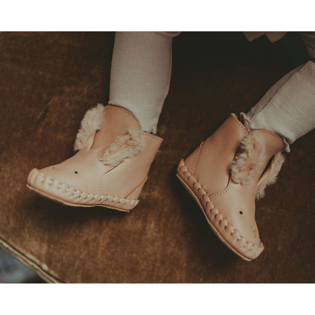 Donsje Light Rust Leather Fluffy Bunny Baby Boot
