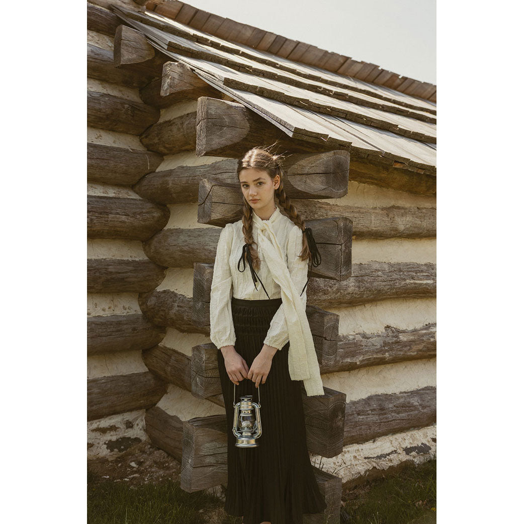 A4 Cream Tie Neck Blouse