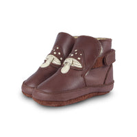 Donsje Burgundy Classic Leather Toadstool Baby Boot