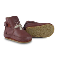 Donsje Burgundy Classic Leather Toadstool Baby Boot