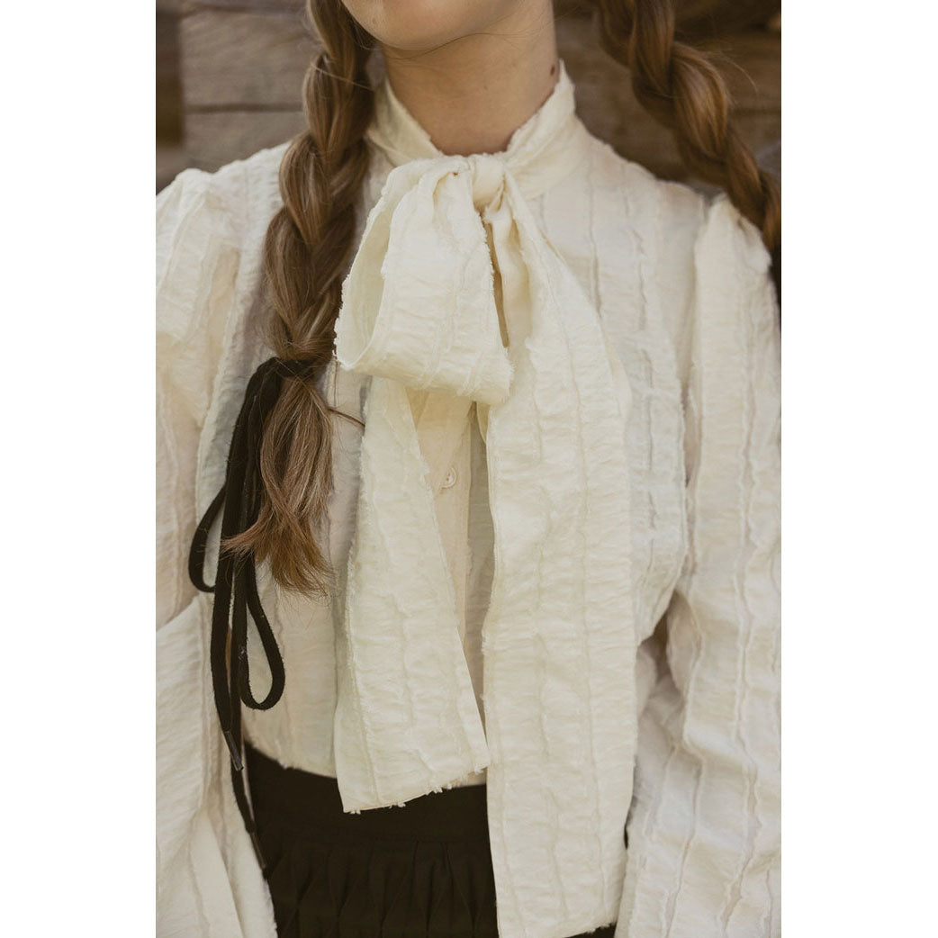 A4 Cream Tie Neck Blouse