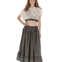 Belle Chiara Cotton Volcanic Earth Long Ruffle Skirt