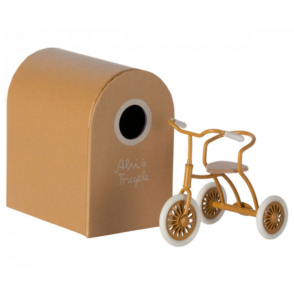 Maileg Abri a tricycle, Mouse -Ocher