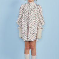 Petite Amalie Toffee Flower Cord  Tiered Babydoll Dress