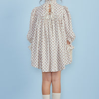Petite Amalie Toffee Flower Cord  Tiered Babydoll Dress