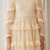 Petite Amalie Cream Tulle Pleated Frill Dress