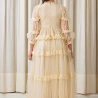 Petite Amalie Cream Tulle Pleated Frill Dress