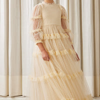 Petite Amalie Cream Tulle Pleated Frill Dress