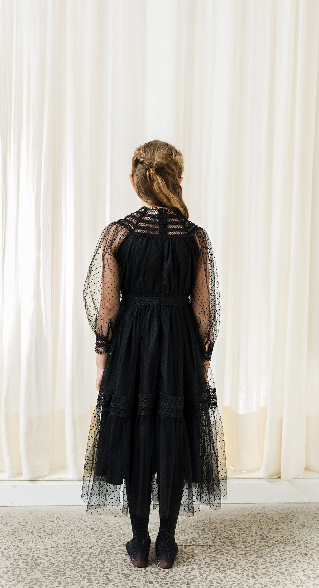 Petite Amalie Black Tulle Crochet Lace Dress Ladida Petite Amalie Black Tulle Crochet Lace Dress Ladida