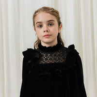 Petite Amalie Black Vintage Lace Velvet Dress