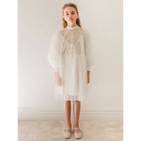 Petite Amalie  Ivory Lace Applique Tulle Baydoll Dress
