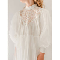 Petite Amalie  Ivory Lace Applique Tulle Baydoll Dress