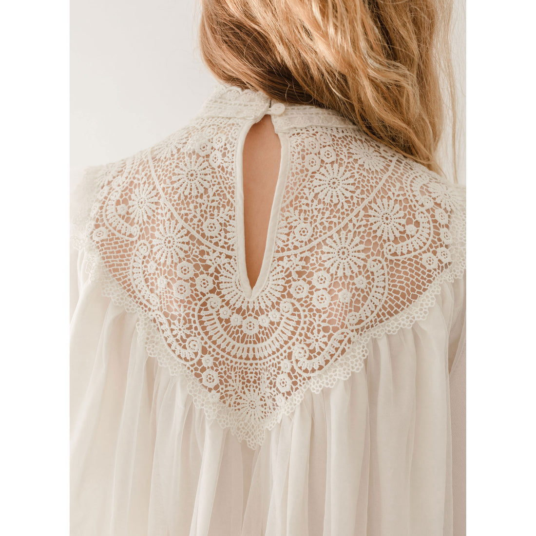 Petite Amalie Ivory Lace Applique Tulle Baydoll Dress