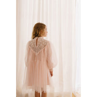 Petite Amalie  Shell Pink Lace Applique Tulle Baydoll Dress