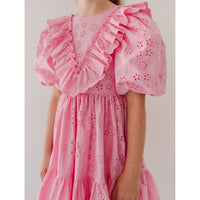 Petite Amalie  Fuchsia Eyelet Poplin Ruffle Dress