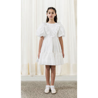 Petite Amalie  White Eyelet Poplin Ruffle Dress