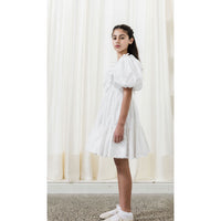 Petite Amalie  White Eyelet Poplin Ruffle Dress