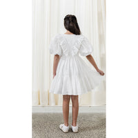 Petite Amalie  White Eyelet Poplin Ruffle Dress