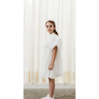 Petite Amalie  Off White Linen Shawl Collar Dress