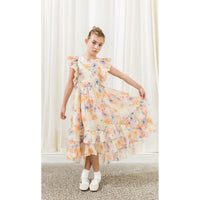 Petite Amalie  Water Floral Watercolour Printed Linen Dress