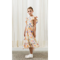 Petite Amalie  Water Floral Watercolour Printed Linen Dress