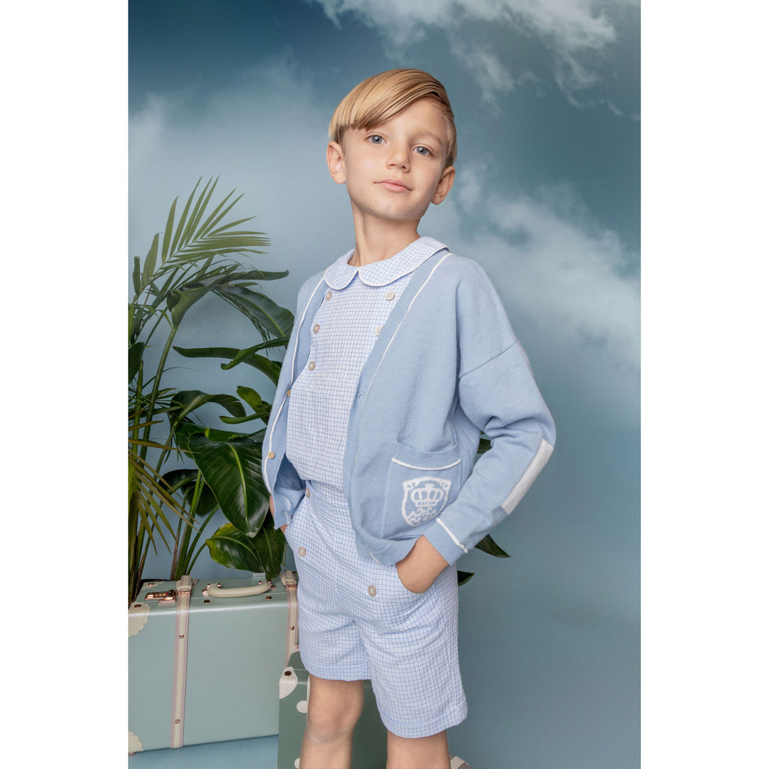 Belati Powder Blue Slub Cardigan