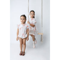 Noma Peach Printed Floral Romper