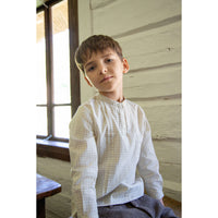 Belati  Grey Mandarin Collared Plaid Shirt