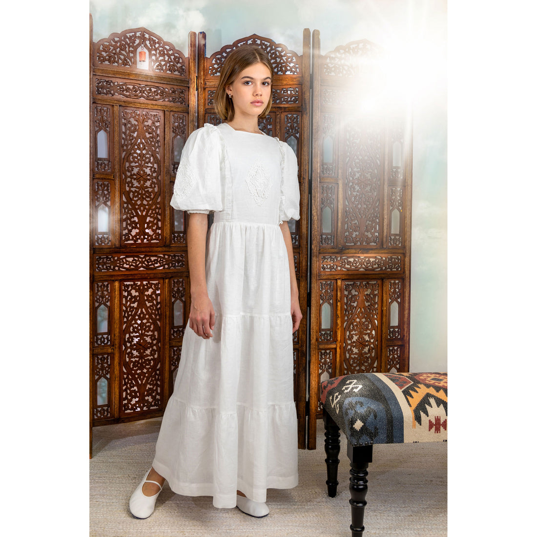 HEV White Crochet Detail Dress