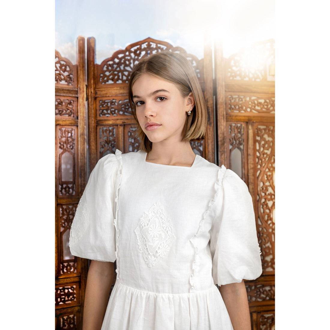 HEV White Crochet Detail Dress