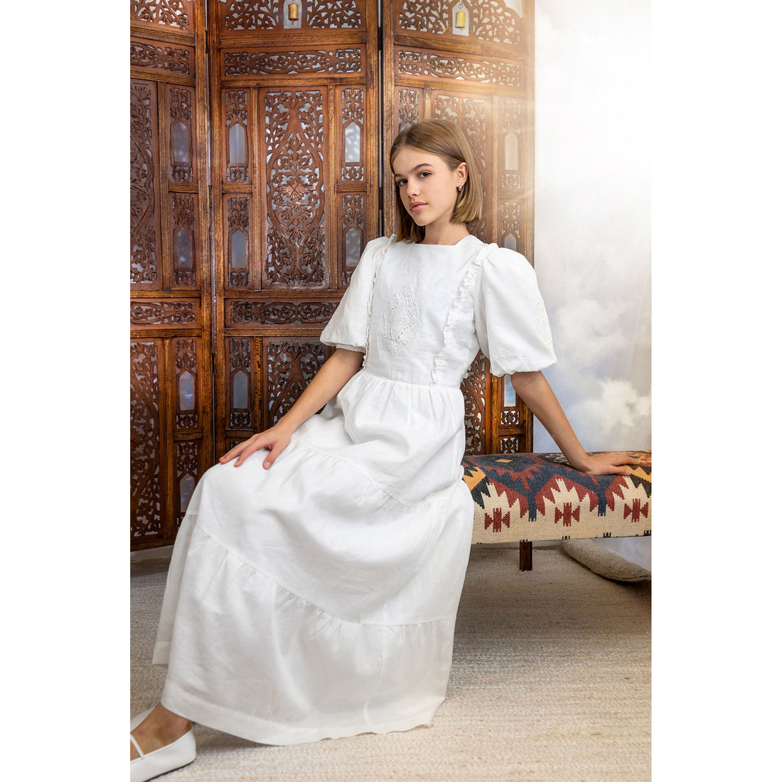 HEV White Crochet Detail Dress