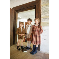 Belati  Dusty Rose Lace Collar Plaid Dress