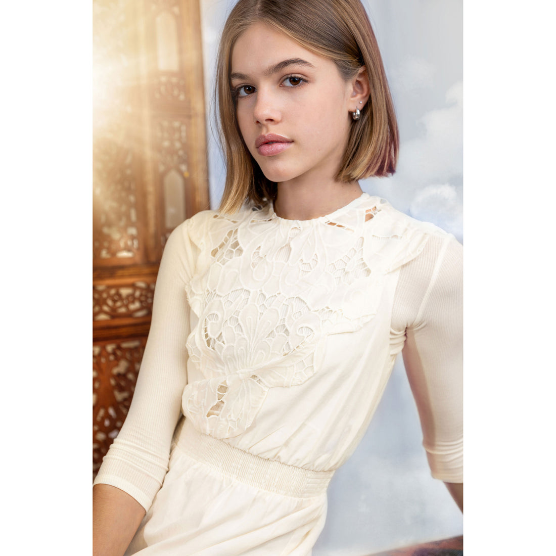 HEV Vanilla V Bib Eyelet Dress