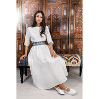 HEV White Embroidered Waist Dress