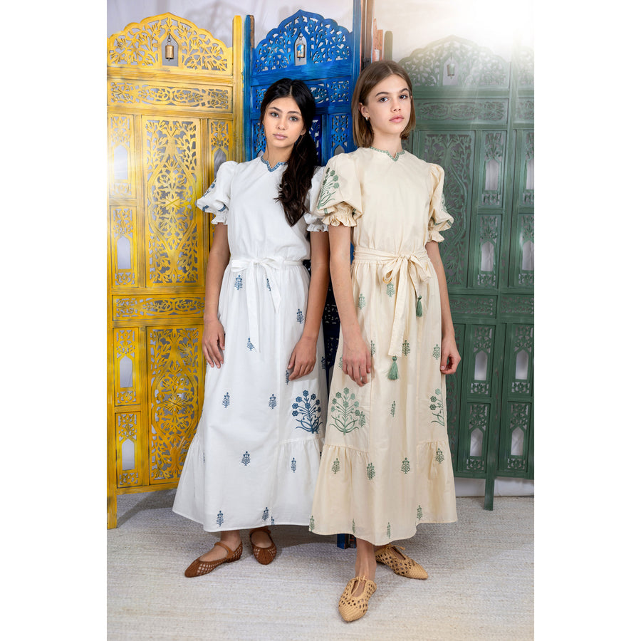 HEV Vanilla Embroidered Flower Dress P