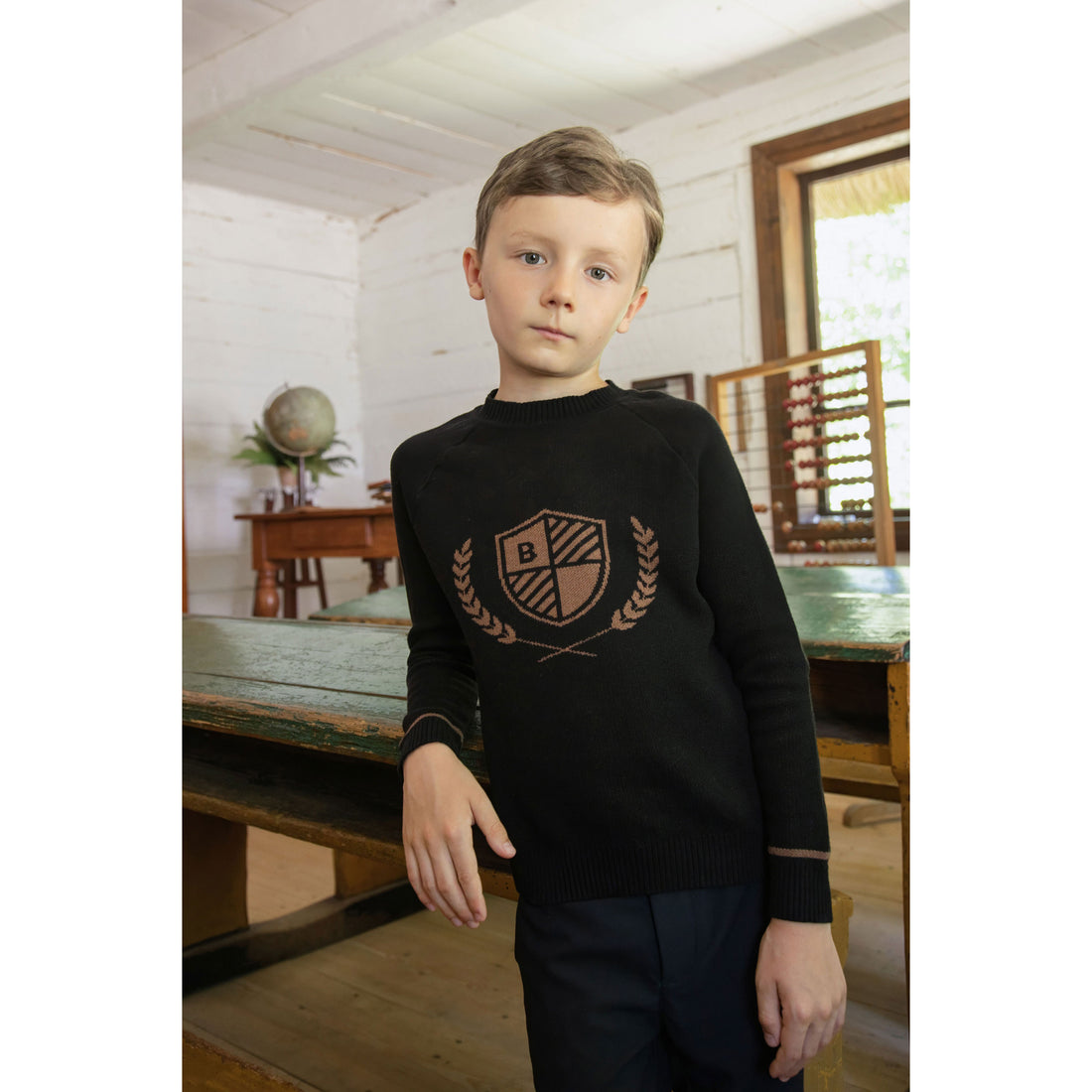 Belati  Black Crest Detail Knit Sweater