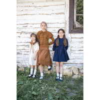 Belati  Navy Ruffled Bow Collar Dress