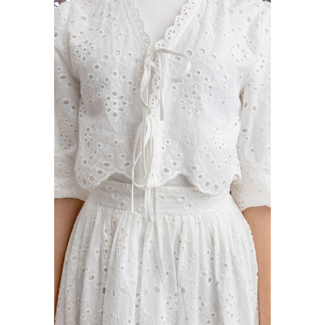 HEV White Eyelet Bolero