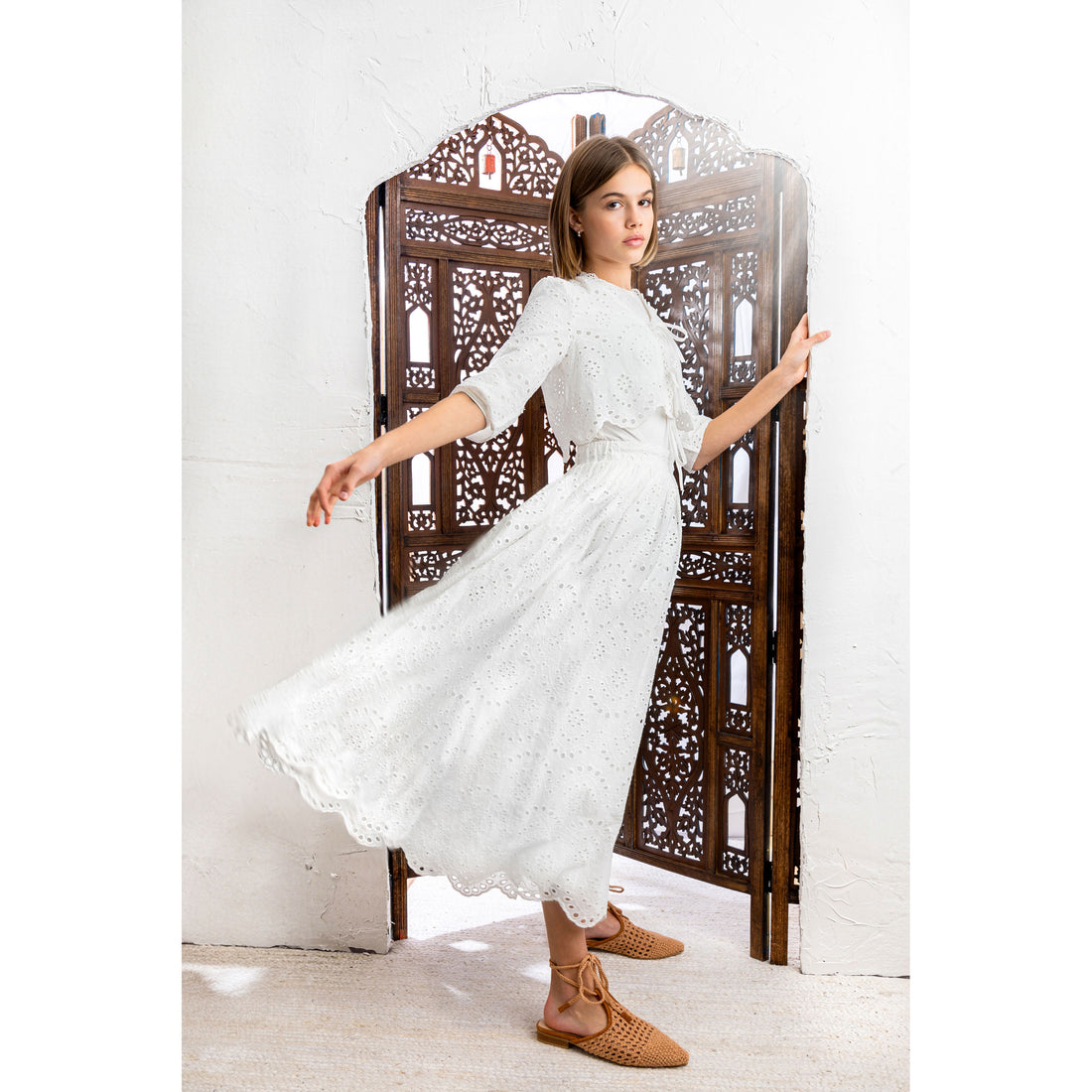 HEV White Eyelet Skirt