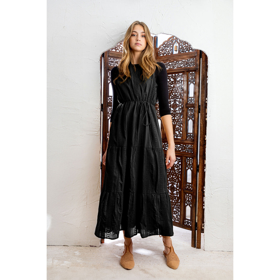 HEV Black Eyelet Wrap Jumper