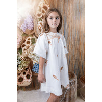 Noma Peach Embroirered Bib Dress