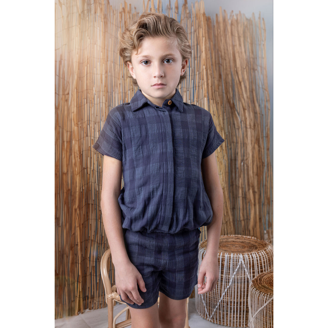 Noma Blue Toggle Hem Shirt Set
