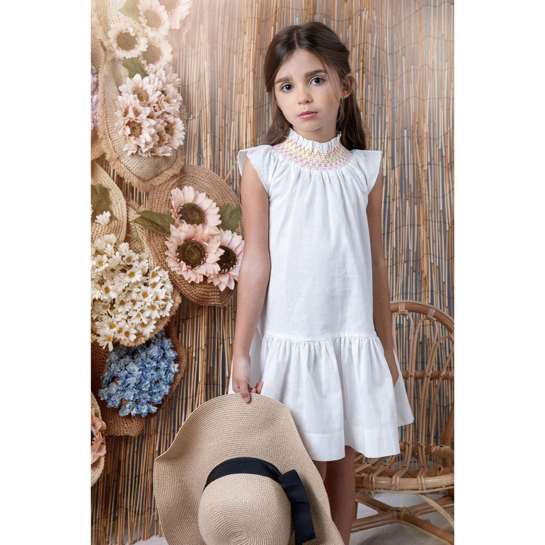 Noma Ivory Ombre Neck Stitching Dress